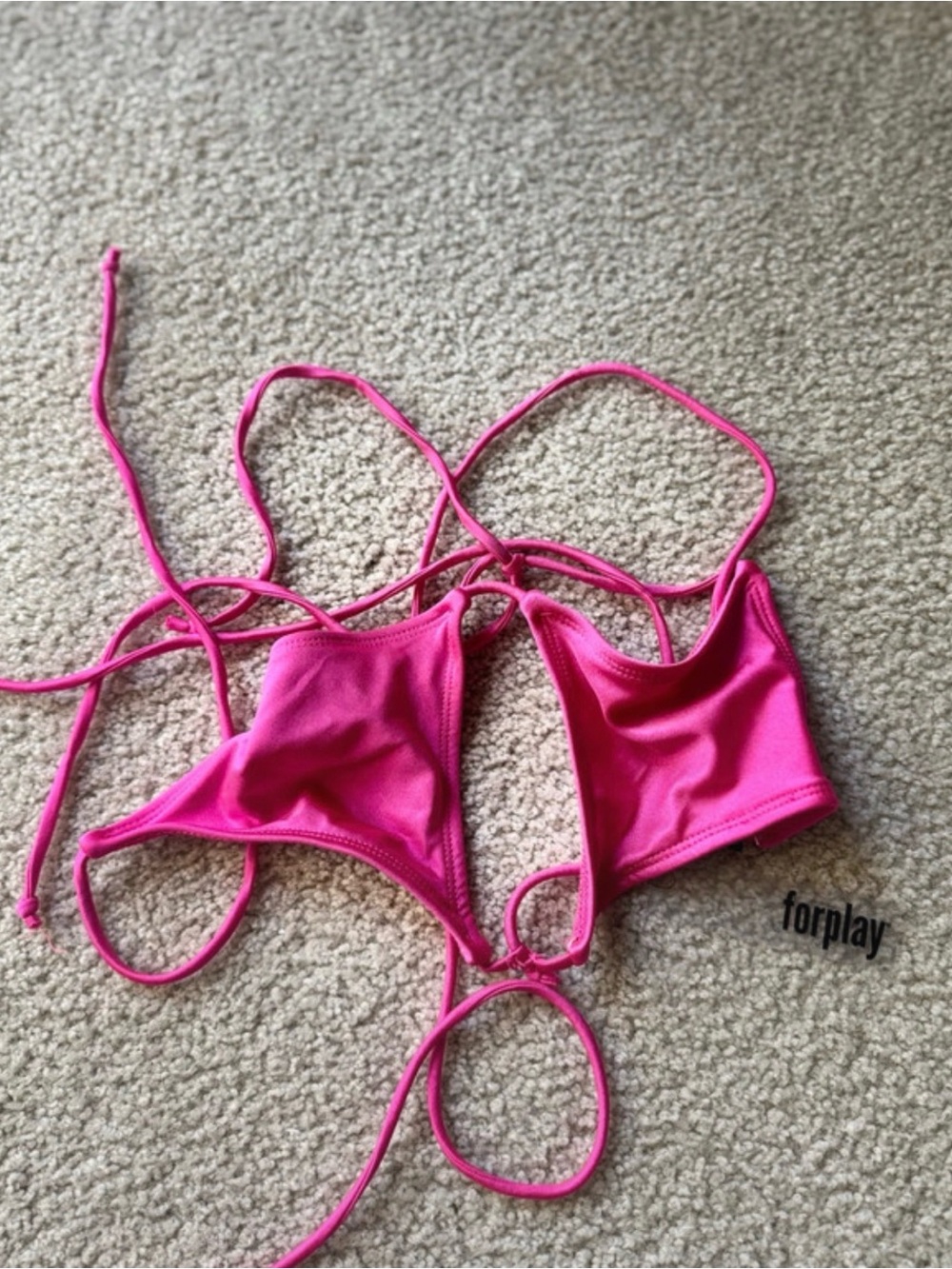 Forplay Girls Neon Pink String Bikini Top y2k party night out - NWT
